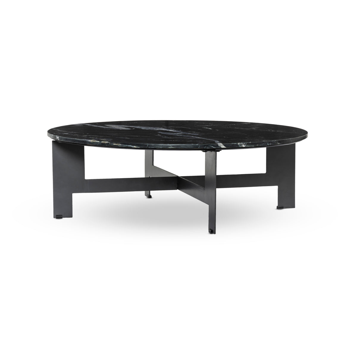 Marble Black Round Coffee Table With Iron | shipping 12/15/2025