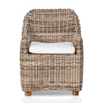 Traditional heritage shape on a grand scale. The outdoor dining chair is crafted from durable natural teak in a gorgeous, woven pattern highlighting the texture's natural highs and lows. Oversized with deep-seated comfort for the ultimate outdoor dining space. Cover or store indoors during inclement weather and when not in use. Amethyst Home provides interior design, new construction, custom furniture and area rugs in the Salt Lake City metro area