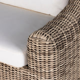 Traditional heritage shape on a grand scale. An outdoor dining sofa is crafted from durable natural teak in a gorgeous, woven pattern highlighting the texture's natural highs and lows. Oversized with deep-seated comfort with loose pillows for the ultimate outdoor lounge. Cover or store indoors during inclement weather and when not in use. Amethyst Home provides interior design, new construction, custom furniture and area rugs in the Des Moines metro area