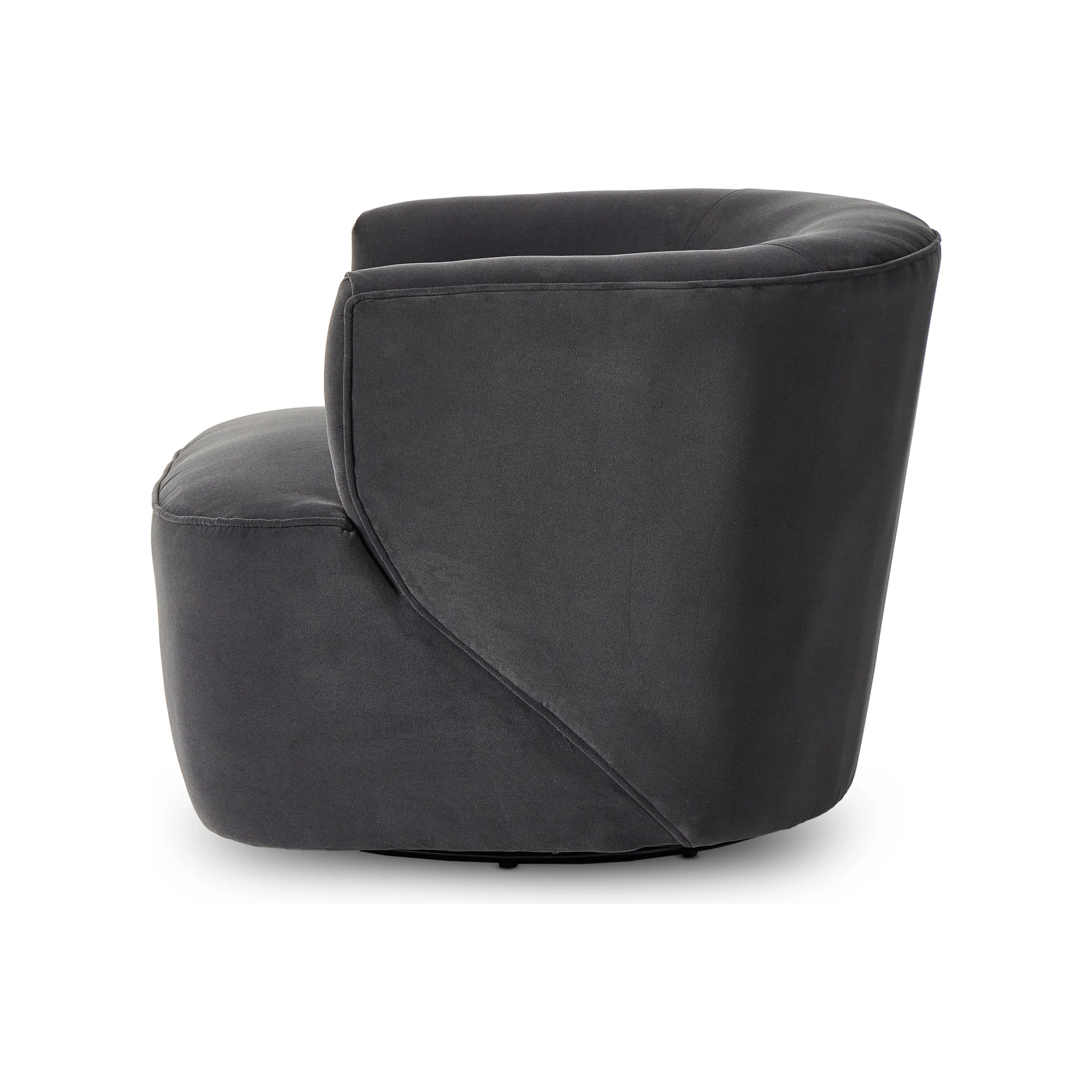 Featuring Mila Swivel Chair - Henry Charcoal by Four Hands at Amethyst Home. Charcoal high-performance fabric pairs with a hidden 360-degree swivel. Performance fabrics are specially created to withstand spills, stains, high traffic and wear, ensuring long-term comfort and unmatched durability.Overall Dimensions: 33"W x 35.5"L x 27"H
Collection: AtelierColor. Amethyst Home provides interior design, new home construction design consulting, vintage area rugs, and lighting in the Portland metro area.