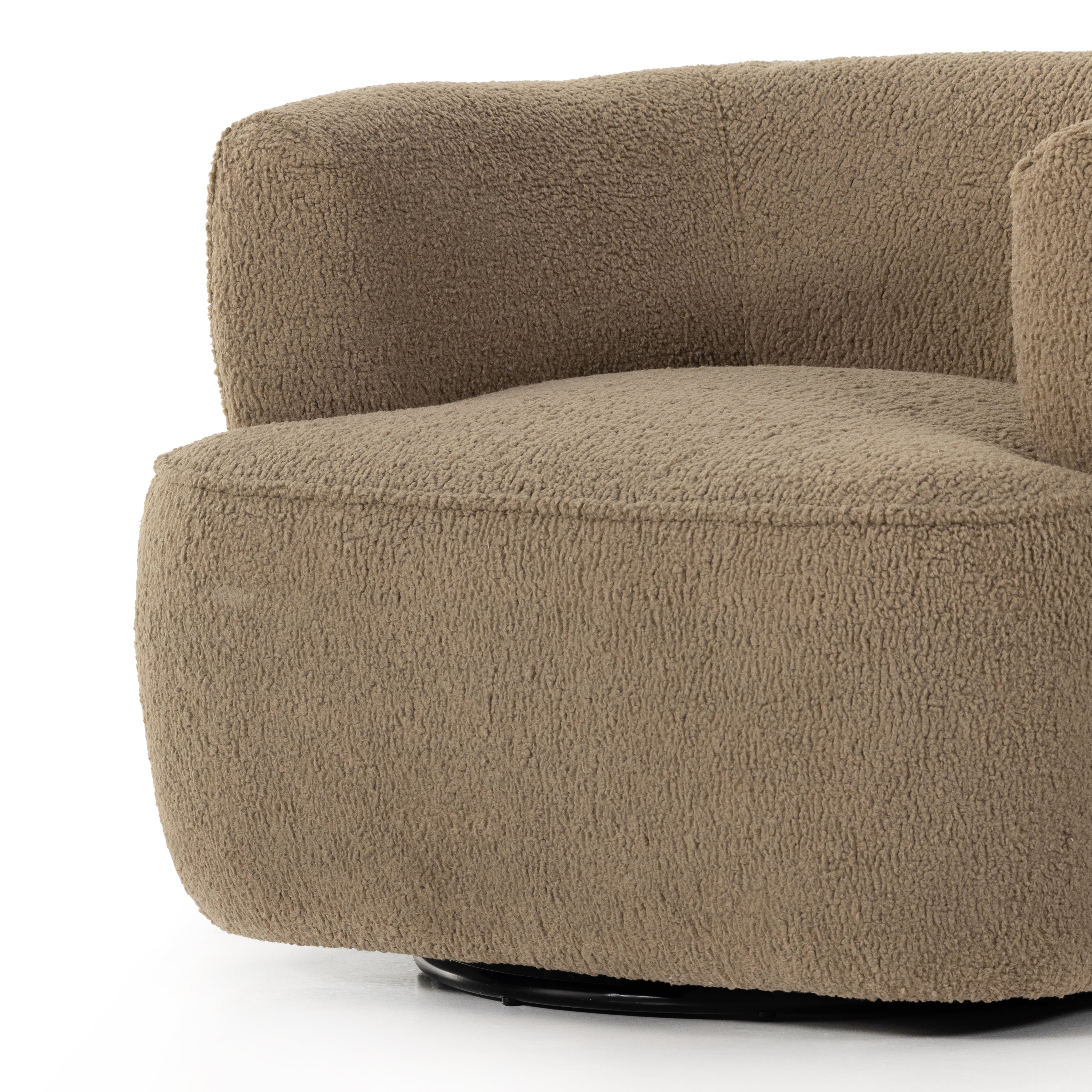 Featuring Mila Swivel Chair - Sheepskin Camel by Four Hands at Amethyst Home. This fashion-forward upholstered piece, the Mila Sheepskin Camel Swivel Chair mixes an elegant fabric with interesting design elements from stainless steel to exposed hardwoods. Each piece features North American-made hardwood frames, steel suspension and hand craftsmanship for quality and comfort.
Overall Dimensions. Amethyst Home provides interior design services, furniture, rugs, and lighting in the Dallas metro area.