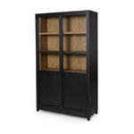 Featuring Millie Matte Black Panel & Glass Door Cabinet by Four Hands at Amethyst Home. Matte black drifted oak frames lighter interior shelving for subtle but striking contrast. Glass doors allow for prized possessions to dazzle on full display while spacious cabinets add out-of-view storage.Overall Dimensions: 47.25"W x 17.75"L x 82.75"H
Collection: IrondaleColors: Drifted Oak . Amethyst Home provides interior design, new construction, custom furniture, and area rugs in the Charlotte metro area.