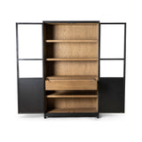 Featuring Millie Matte Black Panel & Glass Door Cabinet by Four Hands at Amethyst Home. Matte black drifted oak frames lighter interior shelving for subtle but striking contrast. Glass doors allow for prized possessions to dazzle on full display while spacious cabinets add out-of-view storage.Overall Dimensions: 47.25"W x 17.75"L x 82.75"H
Collection: IrondaleColors: Drifted Oak Soli. Amethyst Home provides interior design, new construction, custom furniture, and area rugs in the Miami metro area.