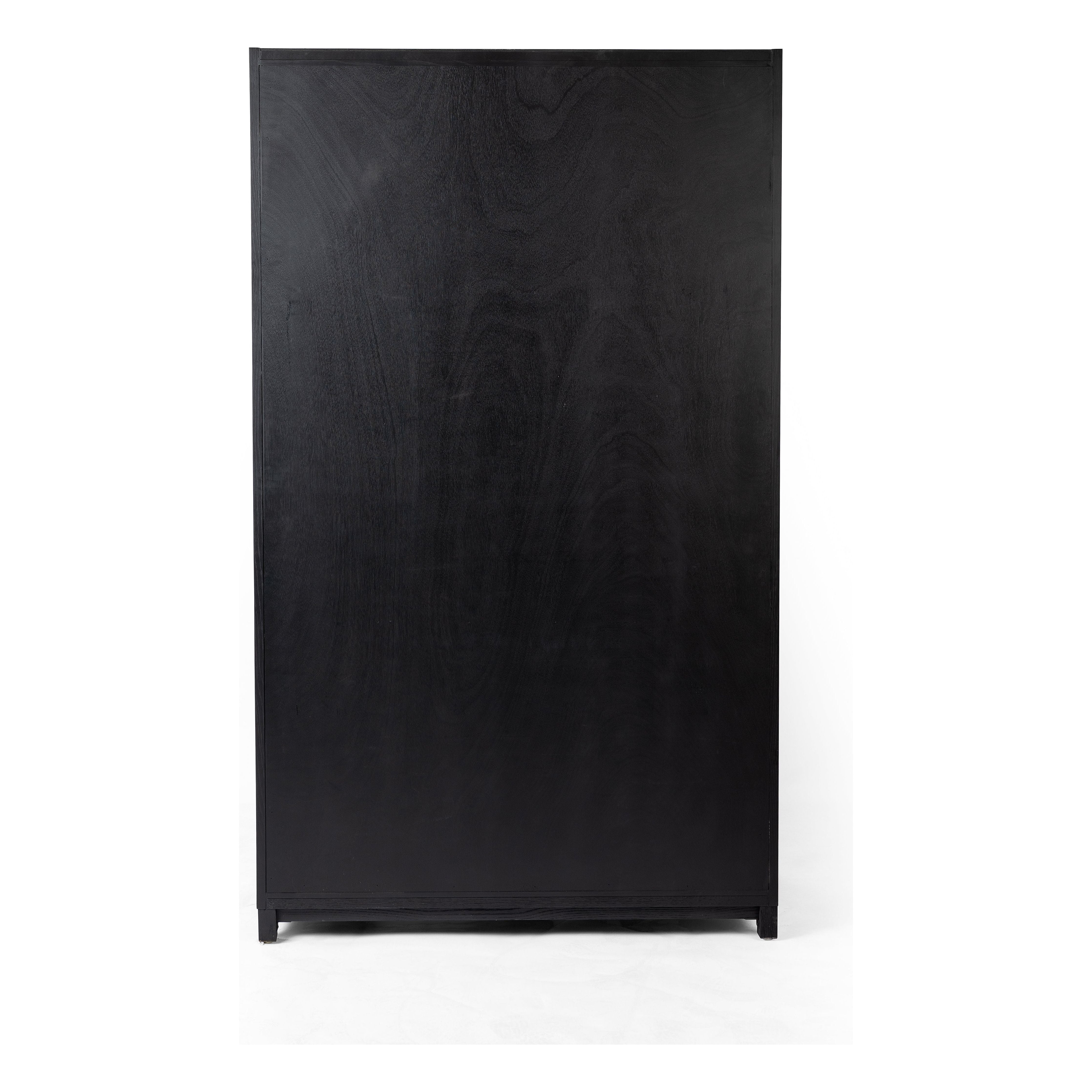 Featuring Millie Matte Black Panel & Glass Door Cabinet by Four Hands at Amethyst Home. Matte black drifted oak frames lighter interior shelving for subtle but striking contrast. Glass doors allow for prized possessions to dazzle on full display while spacious cabinets add out-of-view storage.Overall Dimensions: 47.25"W x 17.75"L x 82.75"H
Collection: IrondaleColors: Drifted Oak . Amethyst Home provides interior design, new construction, custom furniture, and area rugs in the Nashville metro area.