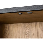 Featuring Millie Matte Black Panel & Glass Door Cabinet by Four Hands at Amethyst Home. Matte black drifted oak frames lighter interior shelving for subtle but striking contrast. Glass doors allow for prized possessions to dazzle on full display while spacious cabinets add out-of-view storage.Overall Dimensions: 47.25"W x 17.75"L x 82.75"H
Collection: IrondaleColors: Drifted Oak. Amethyst Home provides interior design, new construction, custom furniture, and area rugs in the Washington metro area.