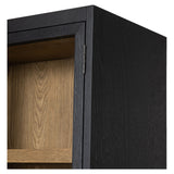 Featuring Millie Matte Black Panel & Glass Door Cabinet by Four Hands at Amethyst Home. Matte black drifted oak frames lighter interior shelving for subtle but striking contrast. Glass doors allow for prized possessions to dazzle on full display while spacious cabinets add out-of-view storage.Overall Dimensions: 47.25"W x 17.75"L x 82.75"H
Collection: IrondaleColors: Drifted . Amethyst Home provides interior design, new construction, custom furniture, and area rugs in the Winter Garden metro area.