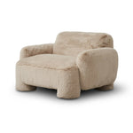 Featuring Mingh Boden Pewter Accent Chair by Four Hands at Amethyst Home. Oversized and modern, this arm chair is a statement piece whether styled alone or with an existing living room setup. The neutral faux fur covering subdues bold arms and cylindrical legs. With spring suspension in the seat cushion and webbed suspension in the back, the piece is design. Amethyst Home provides interior design, new home construction design consulting, vintage area rugs, and lighting in the Charlotte metro area.