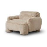 Featuring Mingh Boden Pewter Accent Chair by Four Hands at Amethyst Home. Oversized and modern, this arm chair is a statement piece whether styled alone or with an existing living room setup. The neutral faux fur covering subdues bold arms and cylindrical legs. With spring suspension in the seat cushion and webbed suspension in the back, the piece is design. Amethyst Home provides interior design, new home construction design consulting, vintage area rugs, and lighting in the Charlotte metro area.