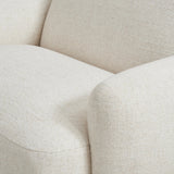 Featuring Mingh Palma Cream Accent Chair by Four Hands at Amethyst Home. Oversized and modern, this arm chair is a statement piece whether styled alone or with an existing living room setup. The cream basketweave covering subdues bold arms and cylindrical legs. With spring suspension in the seat cushion and webbed suspension in the back, the piece is desi. Amethyst Home provides interior design, new home construction design consulting, vintage area rugs, and lighting in the Los Angeles metro area.