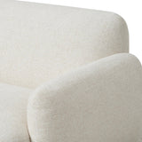 Featuring Mingh Palma Cream Accent Chair by Four Hands at Amethyst Home. Oversized and modern, this arm chair is a statement piece whether styled alone or with an existing living room setup. The cream basketweave covering subdues bold arms and cylindrical legs. With spring suspension in the seat cushion and webbed suspension in the back, the piece is designed w. Amethyst Home provides interior design, new home construction design consulting, vintage area rugs, and lighting in the Omaha metro area.