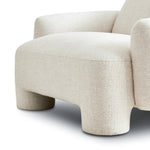 Featuring Mingh Palma Cream Accent Chair by Four Hands at Amethyst Home. Oversized and modern, this arm chair is a statement piece whether styled alone or with an existing living room setup. The cream basketweave covering subdues bold arms and cylindrical legs. With spring suspension in the seat cushion and webbed suspension in the back, the piece is designed w. Amethyst Home provides interior design, new home construction design consulting, vintage area rugs, and lighting in the Tampa metro area.
