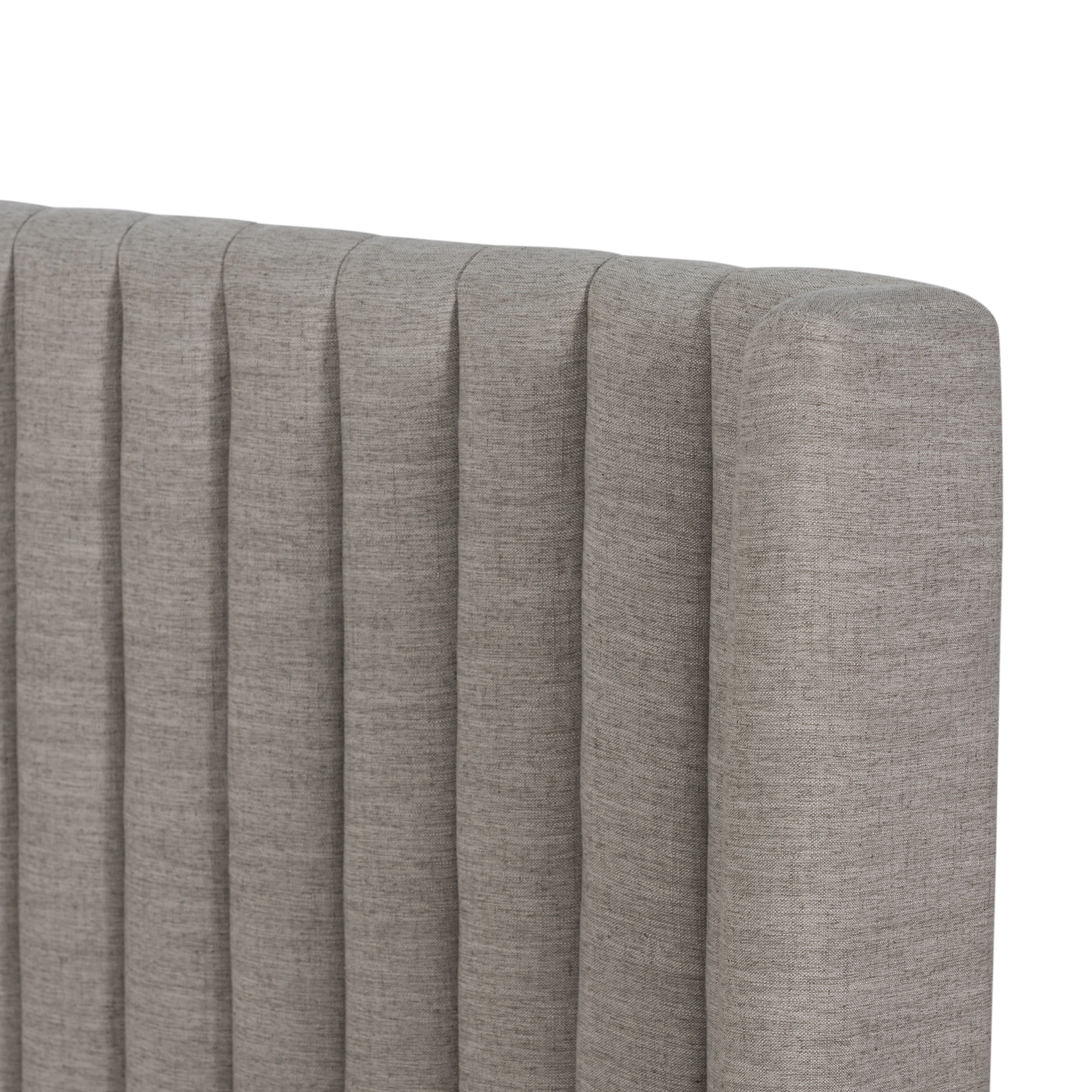 Featuring Montgomery Bed by Four Hands at Amethyst Home. The Montgomery Bed is a tall, vertical-channeled headboard that is upholstered in grey high-performance fabric for a sensible take on modern bedroom styling. A parawood plinth base grounds the whole look. Performance fabrics are specially created to withstand spills, stains, high traffic and wear, ensuring long-term comfort and unma. Amethyst Home provides interior design services, furniture, rugs, and lighting in the Des Moines metro area. 