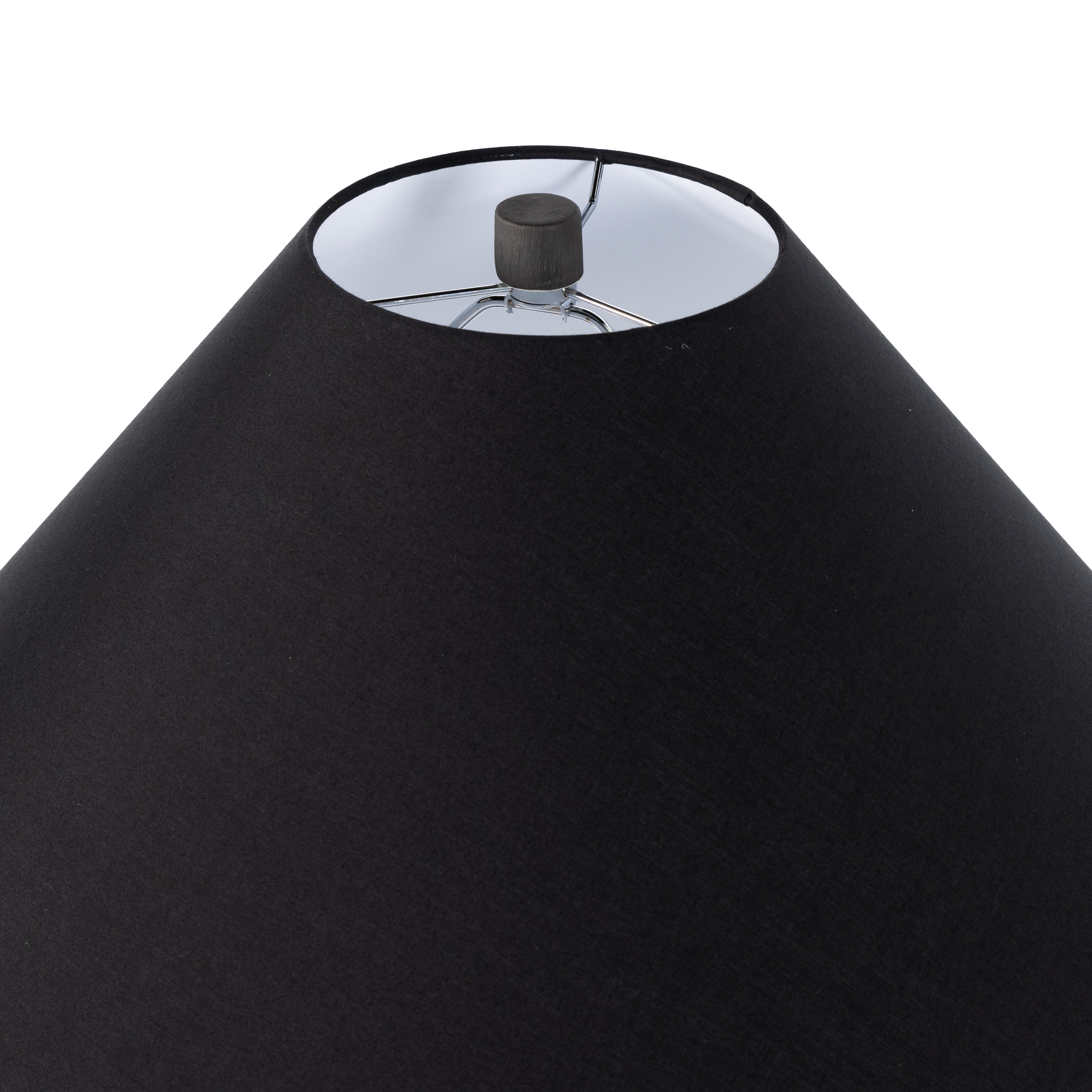 Muji Black Cotton Table Lamp is a hand-shaped black talavera lamp with handle-like detailing pairs with a tapered cotton shade in black. Amethyst Home provides interior design services, furniture, rugs, and lighting in the Dallas metro area.