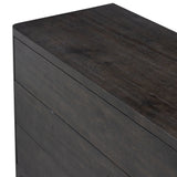 Featuring Noeline Smoked Black Oak Veneer 6 Drawer Dresser by Four Hands at Amethyst Home. Topped with a thick plank of solid oak, this extra-wide dresser blends modern lines and warm character with six roomy drawers, slightly curved corners, and solid square legs. Seamless drawer fronts have a push-latch mechanism. Made from solid oak and veneer in a smo. Amethyst Home provides interior design, new home construction design consulting, vintage area rugs, and lighting in the Los Angeles metro area.