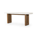 Featuring Olympia White Carrera Marble Console Table by Four Hands at Amethyst Home. Structured and geometric, an open-style console table pairs smoked oak veneer with white marble, for a sophisticated material mix.Collection: HughesColors: White Carrera Marble ,Smoked Oak VeneerMaterials: Carrara Solid ,Thick Oak Veneer ,Poplar Plywood Weight: 240.3 lb. Amethyst Home provides interior design, new home construction design consulting, vintage area rugs, and lighting in the Newport Beach metro area.