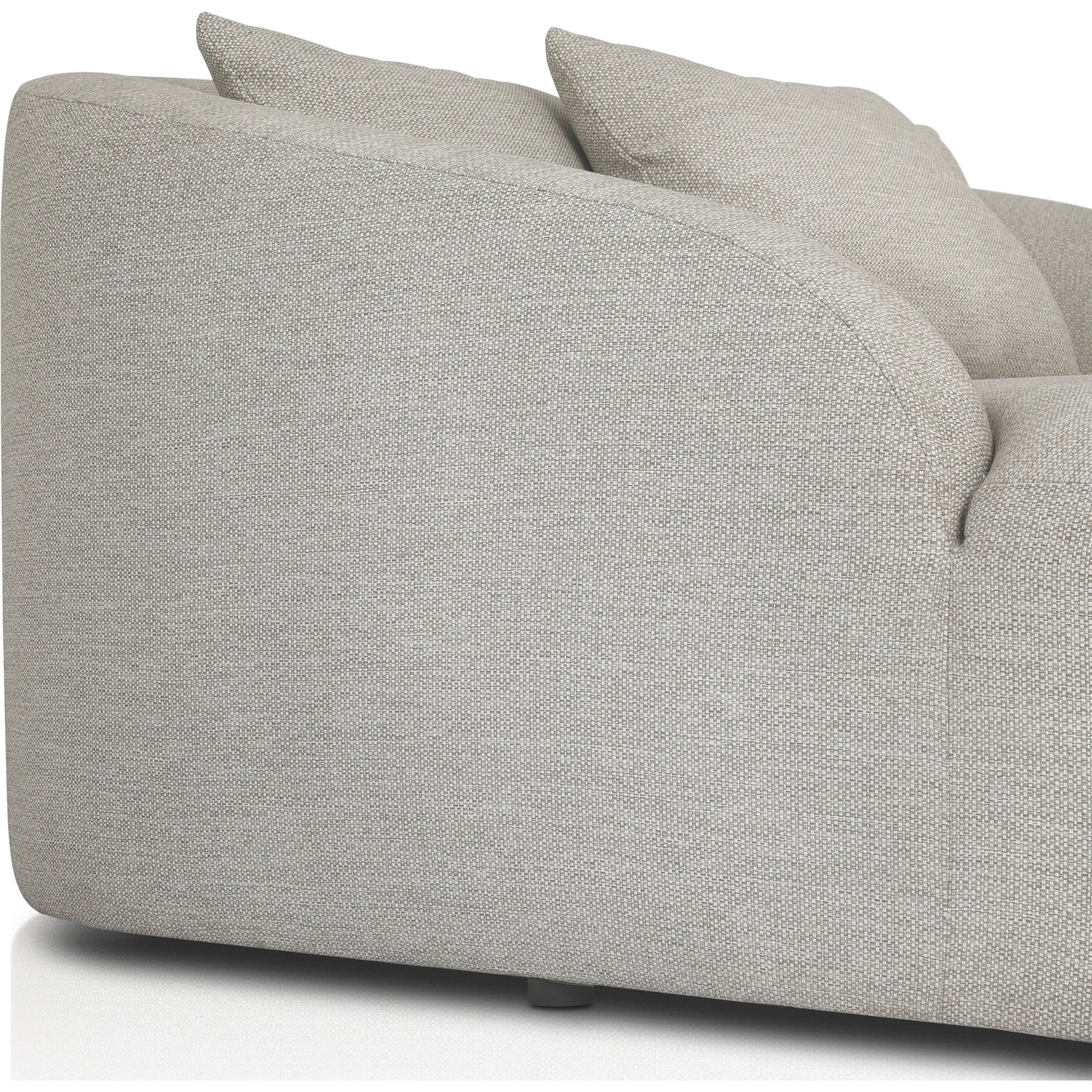 U-shaped and spacious, this fully upholstered outdoor daybed invites you to lounge. Sink-in cushioning and three knife-edge throw pillows offer additional comfort. Cover or store indoors during inclement weather and when not in use.Collection: Solan Amethyst Home provides interior design, new home construction design consulting, vintage area rugs, and lighting in the Portland metro area.