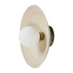 Featuring Organic Light Sand Ceramic Sconce by Four Hands at Amethyst Home. Organic in spirit. A light sand-colored porcelain disc is nestled in a slim iron frame for a spare but impactful look.Overall Dimensions: 7"W x 14"L x 14"H
Collection: RykerColors: Brass ,Opal White Glass ,Light SandMaterials: Iron ,Glass ,Ceramic Weight: 5.16 lbsBulb(s) Included. Amethyst Home provides interior design, new home construction design consulting, vintage area rugs, and lighting in the Laguna Beach metro area.