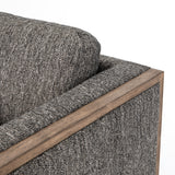 Crisp, clean comfort. Charcoal-colored upholstery of performance grade cradles within an exposed parawood frame, for detail-driven contrast. Performance fabrics are specially created to withstand spills, stains, high traffic and wear, ensuring long-term comfort and unmatched durability. Amethyst Home provides interior design, new construction, custom furniture, and area rugs in the Nashville metro area.