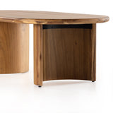 Featuring Paden Sandy Acacia Coffee Table by Four Hands at Amethyst Home. A study in shape. Solid brown acacia forms crescent-shaped legs and sprawling oval tabletop, bringing organic presence to the living room.
Overall Dimensions: 51"W x 27"L x 17"HColors: Sandy AcaciaMaterials: Thin Acacia VeneerWeight: 52.91Volume: 10.03Clearance from Floor: 15.5"Dist. Amethyst Home provides interior design, new home construction design consulting, vintage area rugs, and lighting in the Los Angeles metro area.