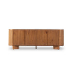 Seasoned brown acacia forms curved legs and the cabinets of this sideboard. Generous space for all dining storage needs. Amethyst Home provides interior design, new construction, custom furniture, and area rugs in the Monterey metro area.