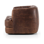 Featuring Paul Raleigh Cigar Swivel Chair by Four Hands at Amethyst Home. Old English-inspired top-grain leather is finished with a soft hand for a vintage, lived-in look on this traditionally inspired chair. Handcrafted in Italy, the richness of this distinctive, full-bodied leather develops an even-richer patina over time. Button tufting texturizes a comfortably curved back and si. Amethyst Home provides interior design, new construction, custom furniture, and area rugs in the Boston metro area.