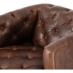 Featuring Paul Raleigh Cigar Swivel Chair by Four Hands at Amethyst Home. Old English-inspired top-grain leather is finished with a soft hand for a vintage, lived-in look on this traditionally inspired chair. Handcrafted in Italy, the richness of this distinctive, full-bodied leather develops an even-richer patina over time. Button tufting texturizes a comfortably curved back and. Amethyst Home provides interior design, new construction, custom furniture, and area rugs in the Nashville metro area.