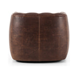 Featuring Paul Raleigh Cigar Swivel Chair by Four Hands at Amethyst Home. Old English-inspired top-grain leather is finished with a soft hand for a vintage, lived-in look on this traditionally inspired chair. Handcrafted in Italy, the richness of this distinctive, full-bodied leather develops an even-richer patina over time. Button tufting texturizes a comfortably curved back. Amethyst Home provides interior design, new construction, custom furniture, and area rugs in the Newport Beach metro area.