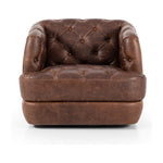 Featuring Paul Raleigh Cigar Swivel Chair by Four Hands at Amethyst Home. Old English-inspired top-grain leather is finished with a soft hand for a vintage, lived-in look on this traditionally inspired chair. Handcrafted in Italy, the richness of this distinctive, full-bodied leather develops an even-richer patina over time. Button tufting texturizes a comfortably curved back and . Amethyst Home provides interior design, new construction, custom furniture, and area rugs in the Portland metro area.