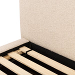 Featuring Quincy Lisbon Cream-King Bed by Four Hands at Amethyst Home. Modern, clean shaping meets inflated comfort with this padded, upholstered bed frame in a textural boucle-like pattern.  Text (251) 257-7986 for quick product details.Overall Dimensions: 92.25"W x 89.25"L x 48"H
Collection: EastonColors: Lisbon Cream ,BlackMaterials: 81% Pl, 19% Pc ,S. Amethyst Home provides interior design, new home construction design consulting, vintage area rugs, and lighting in the Laguna Beach metro area.