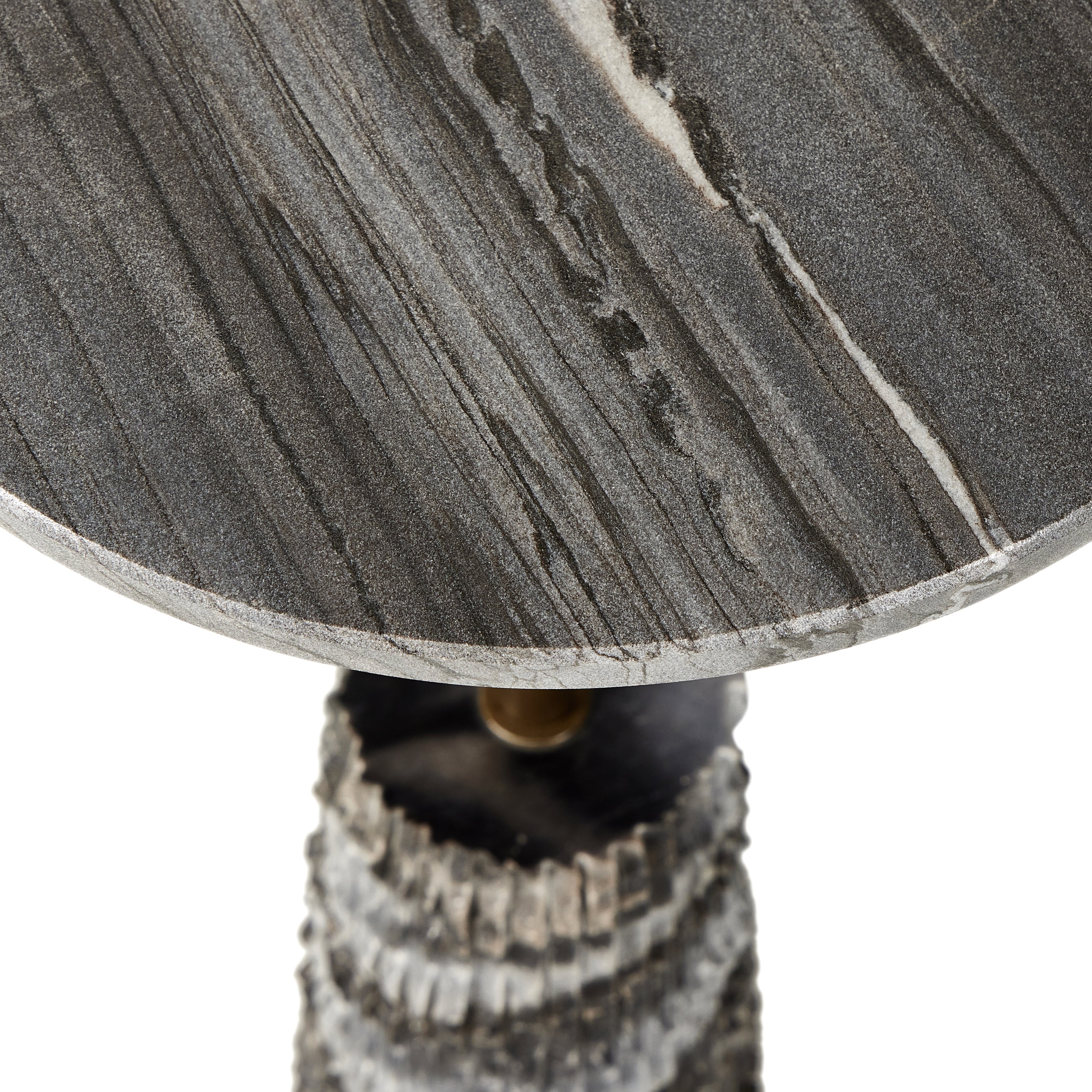 Featuring Raven Ribbed Ebony Marble End Table by Four Hands at Amethyst Home. A tessellated cone-shaped marble base and matching tabletop pairs with a spare iron stem. Perfectly sized to keep your favorite drink or book within reach.
Collection: MarlowColors: Ribbed Ebony Marble ,Antique Brass ,Ebony MarbleMaterials: Solid Marble ,IronOverall Dimensions: 12"W x 12"L x 22.25"H. Amethyst Home provides interior design, new construction, custom furniture, and area rugs in the Newport Beach metro area.