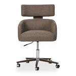 Featuring Rei Gibson Mink Desk Desk Chair by Four Hands at Amethyst Home. A high, curved back and plush high-performance fabric seat cradle you in comfort. Performance fabrics are specially created to withstand spills, stains, high traffic, and wear, ensuring long-term comfort and unmatched durability. Height adjustable with a 360-degree swivel.
Overall Dimens. Amethyst Home provides interior design, new home construction design consulting, vintage area rugs, and lighting in the Dallas metro area.