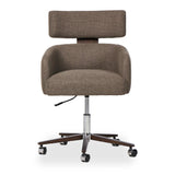 Featuring Rei Gibson Mink Desk Desk Chair by Four Hands at Amethyst Home. A high, curved back and plush high-performance fabric seat cradle you in comfort. Performance fabrics are specially created to withstand spills, stains, high traffic, and wear, ensuring long-term comfort and unmatched durability. Height adjustable with a 360-degree swivel.
Overall Dimens. Amethyst Home provides interior design, new home construction design consulting, vintage area rugs, and lighting in the Dallas metro area.