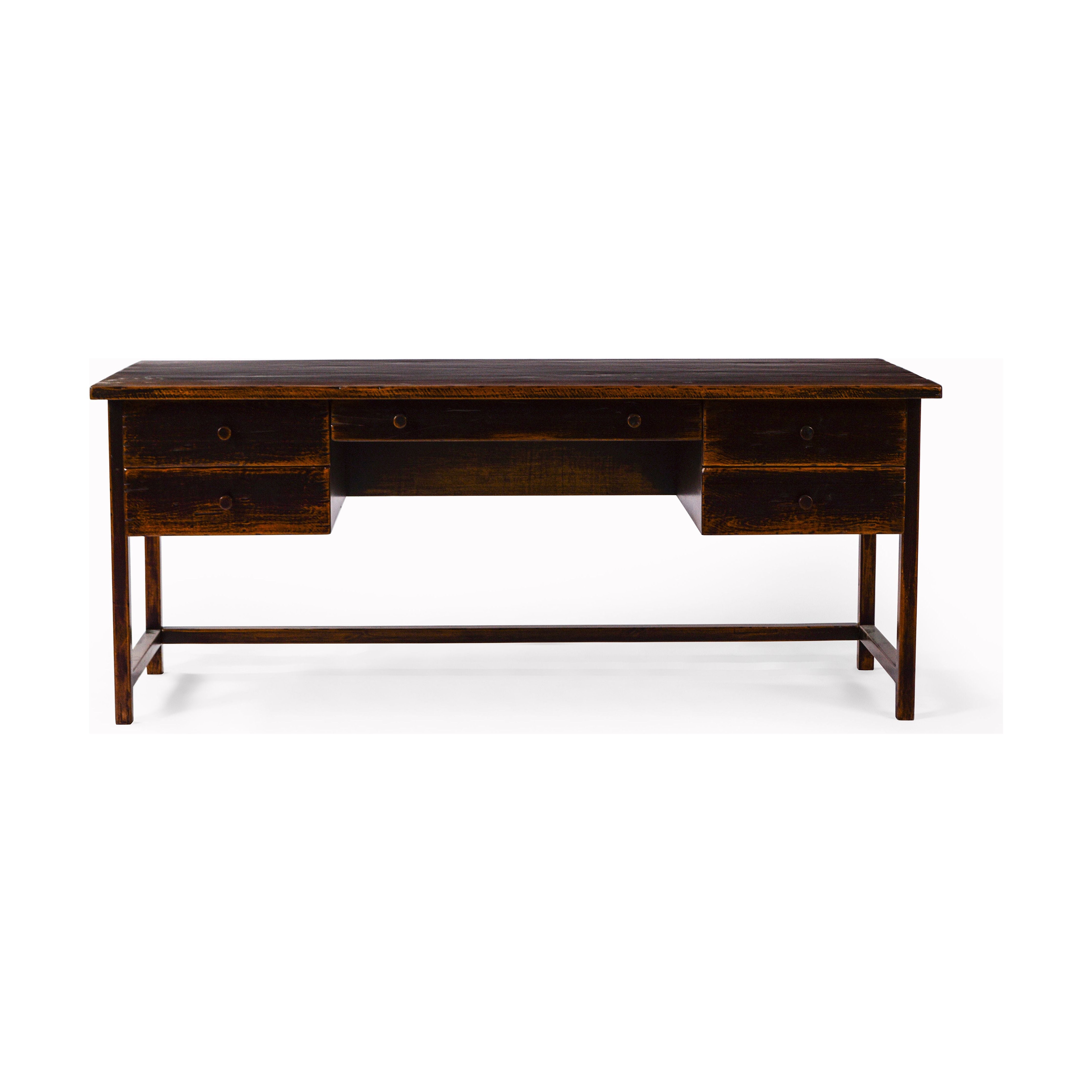 Featuring Reign Desk - Distressed Walnut by Four Hands at Amethyst Home. It's a material thing. Made entirely from solid pine, a specialized waxed finish gives this roomy five-drawer desk a purposefully antiqued look.Overall Dimensions: 72"W x 30"L x 30"H
Collection: CordellaColors: Distressed Walnut ,Distressed CopperMaterials: Solid Birch Weight: 116.84 lbs. Amethyst Home provides interior design, new construction, custom furniture, and area rugs in the Charlotte metro area.