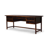 Featuring Reign Desk - Distressed Walnut by Four Hands at Amethyst Home. It's a material thing. Made entirely from solid pine, a specialized waxed finish gives this roomy five-drawer desk a purposefully antiqued look.Overall Dimensions: 72"W x 30"L x 30"H
Collection: CordellaColors: Distressed Walnut ,Distressed CopperMaterials: Solid Birch Weight: 116.84 lbs. Amethyst Home provides interior design, new construction, custom furniture, and area rugs in the Laguna Beach metro area.