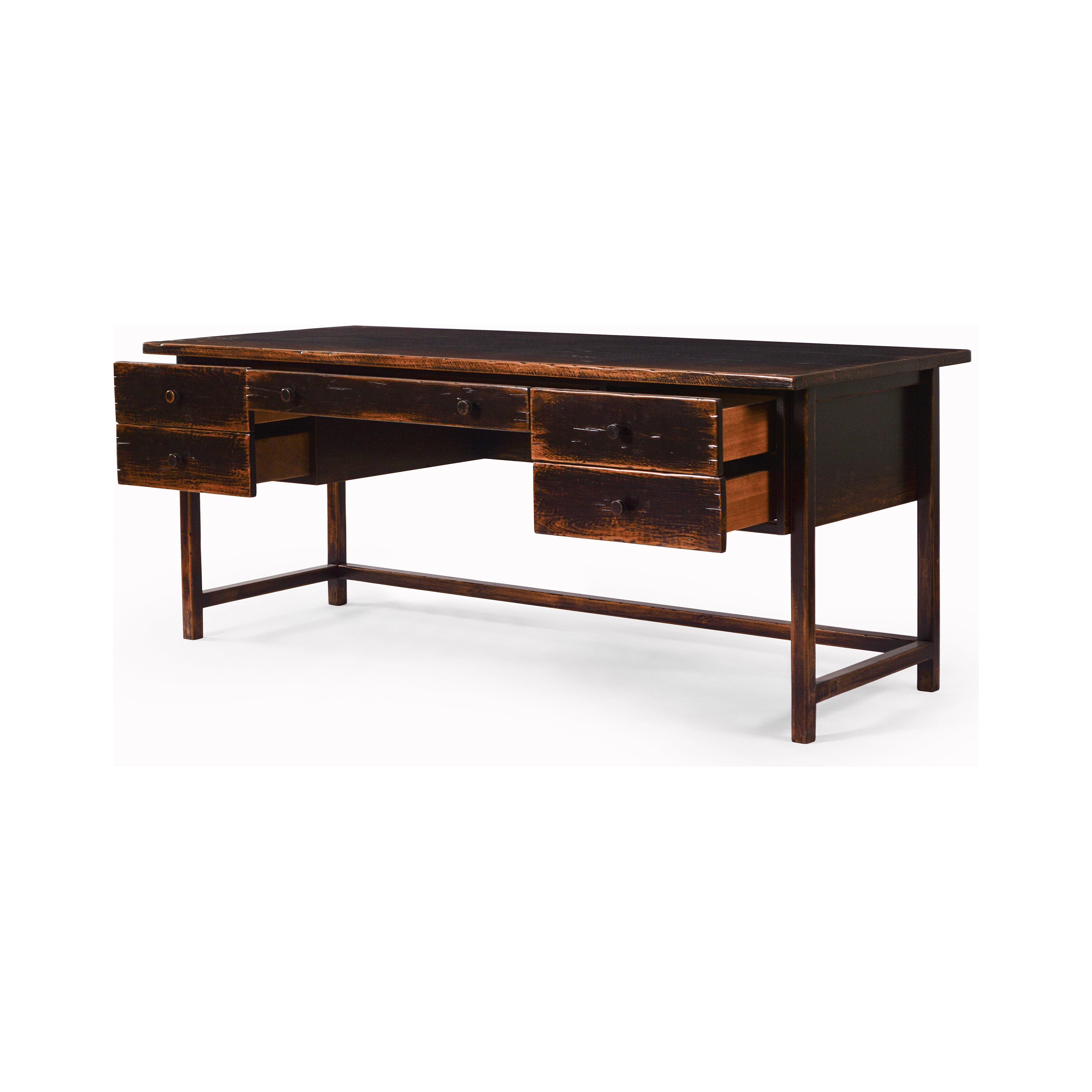 Featuring Reign Desk - Distressed Walnut by Four Hands at Amethyst Home. It's a material thing. Made entirely from solid pine, a specialized waxed finish gives this roomy five-drawer desk a purposefully antiqued look.Overall Dimensions: 72"W x 30"L x 30"H
Collection: CordellaColors: Distressed Walnut ,Distressed CopperMaterials: Solid Birch Weight: 116.84 lbs. Amethyst Home provides interior design, new construction, custom furniture, and area rugs in the Salt Lake City metro area.