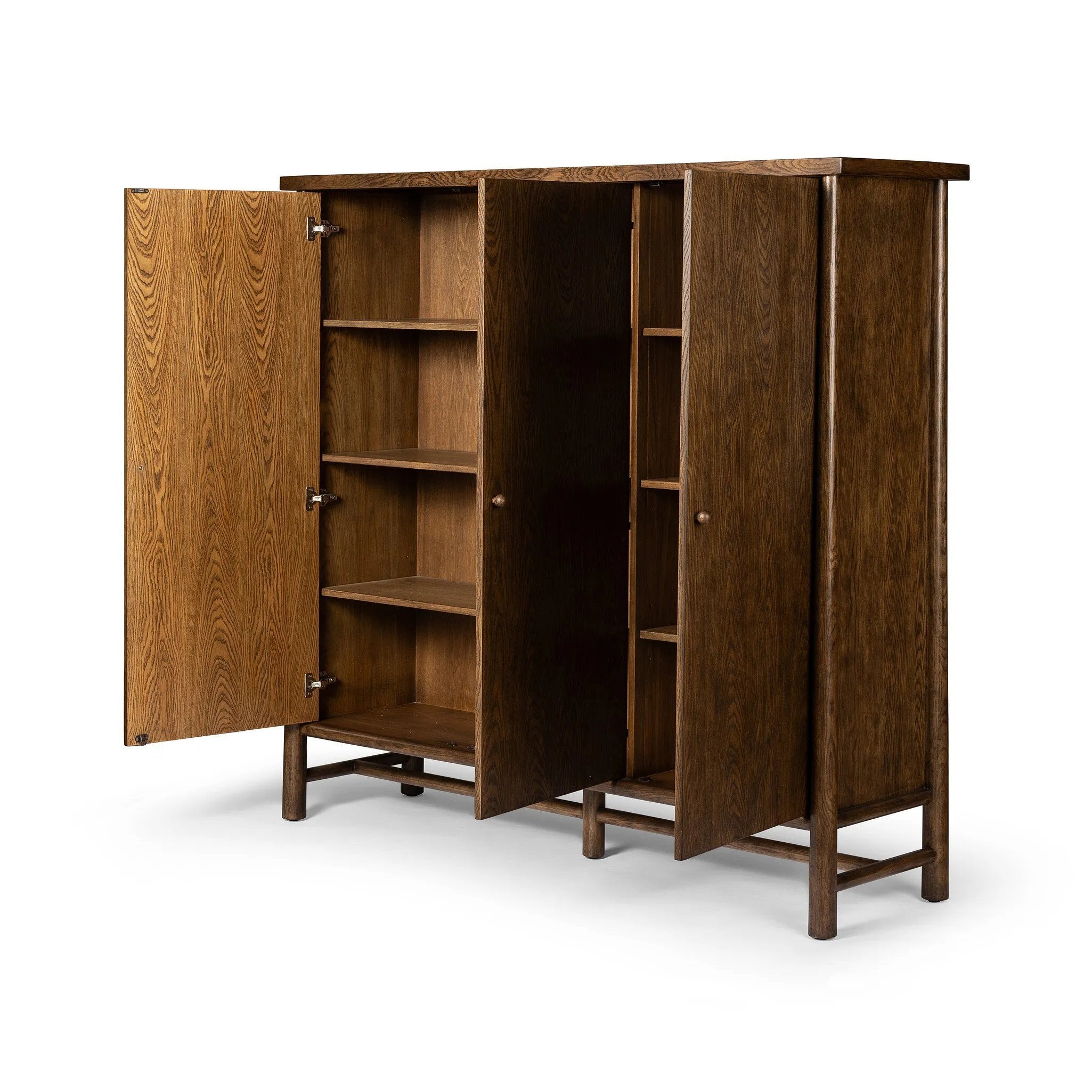 Featuring Renaud Dark Toasted Oak Cabinet by Four Hands at Amethyst Home. A beautifully simple statement piece. This three-door cabinet is crafted from a mix of solid oak and veneer in a dark toasted finish. Details include subtle, tapered corner posts and minimal rounded door knobs.
Overall Dimensions: 20.0" L x 74.0 " W x 69.0" H
Collection: WellsColors: . Amethyst Home provides interior design, new home construction design consulting, vintage area rugs, and lighting in the Park City metro area.