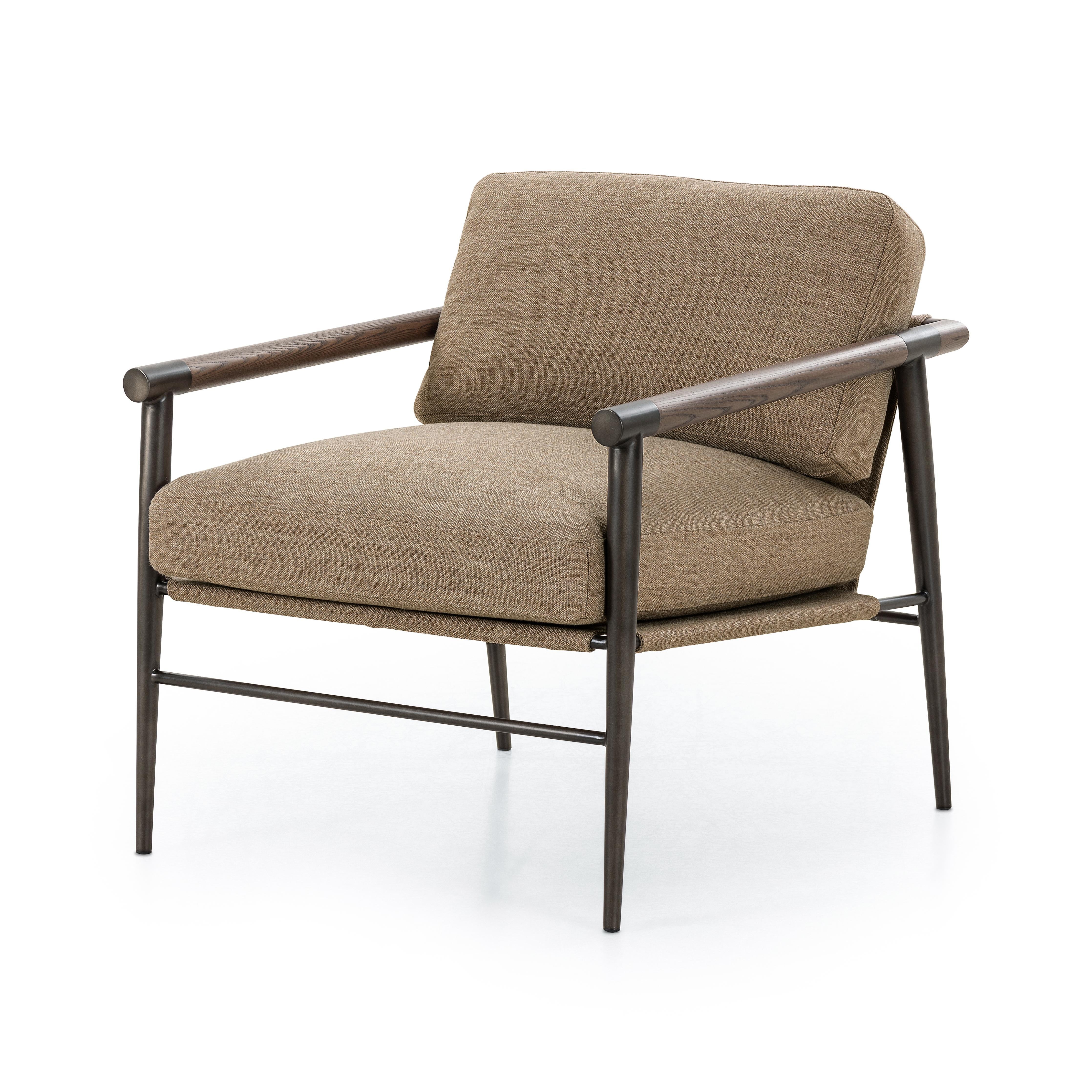 Featuring Rowen Chair - Alcala Fawn by Four Hands at Amethyst Home. Angular oak arms pair with tailored seating of high-performance fabric. Slim, carbon-finished steel legs add a dose of modern-industrial edge. Performance fabrics are specially created to withstand spills, stains, high traffic and wear, ensuring long-term comfort and unmatched durability.
O. Amethyst Home provides interior design, new home construction design consulting, vintage area rugs, and lighting in the Charlotte metro area.