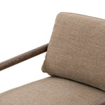 Featuring Rowen Chair - Alcala Fawn by Four Hands at Amethyst Home. Angular oak arms pair with tailored seating of high-performance fabric. Slim, carbon-finished steel legs add a dose of modern-industrial edge. Performance fabrics are specially created to withstand spills, stains, high traffic and wear, ensuring long-term comfort and unmatched durability.. Amethyst Home provides interior design, new home construction design consulting, vintage area rugs, and lighting in the Los Angeles metro area.