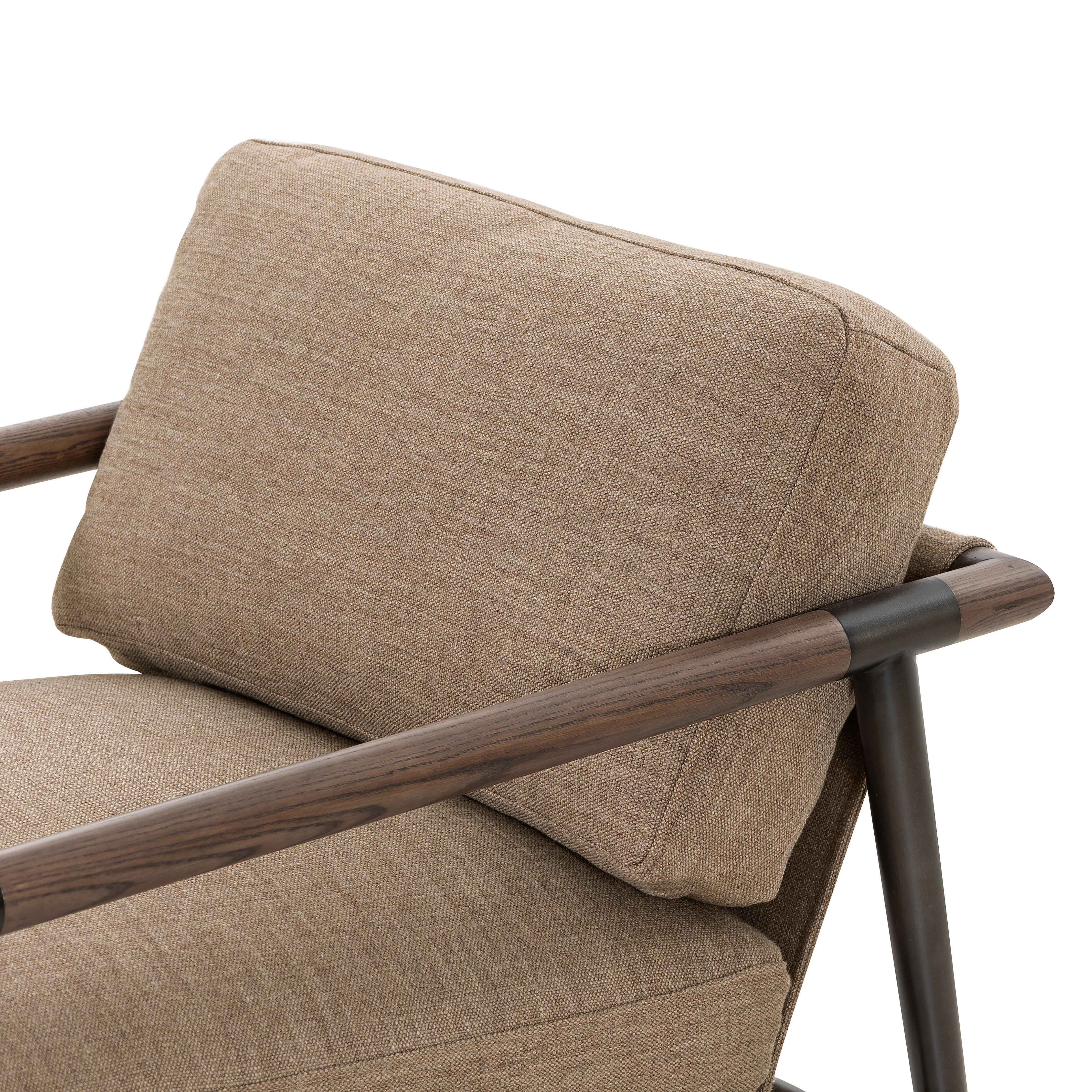 Featuring Rowen Chair - Alcala Fawn by Four Hands at Amethyst Home. Angular oak arms pair with tailored seating of high-performance fabric. Slim, carbon-finished steel legs add a dose of modern-industrial edge. Performance fabrics are specially created to withstand spills, stains, high traffic and wear, ensuring long-term comfort and unmatched durability.
O. Amethyst Home provides interior design, new home construction design consulting, vintage area rugs, and lighting in the Nashville metro area.