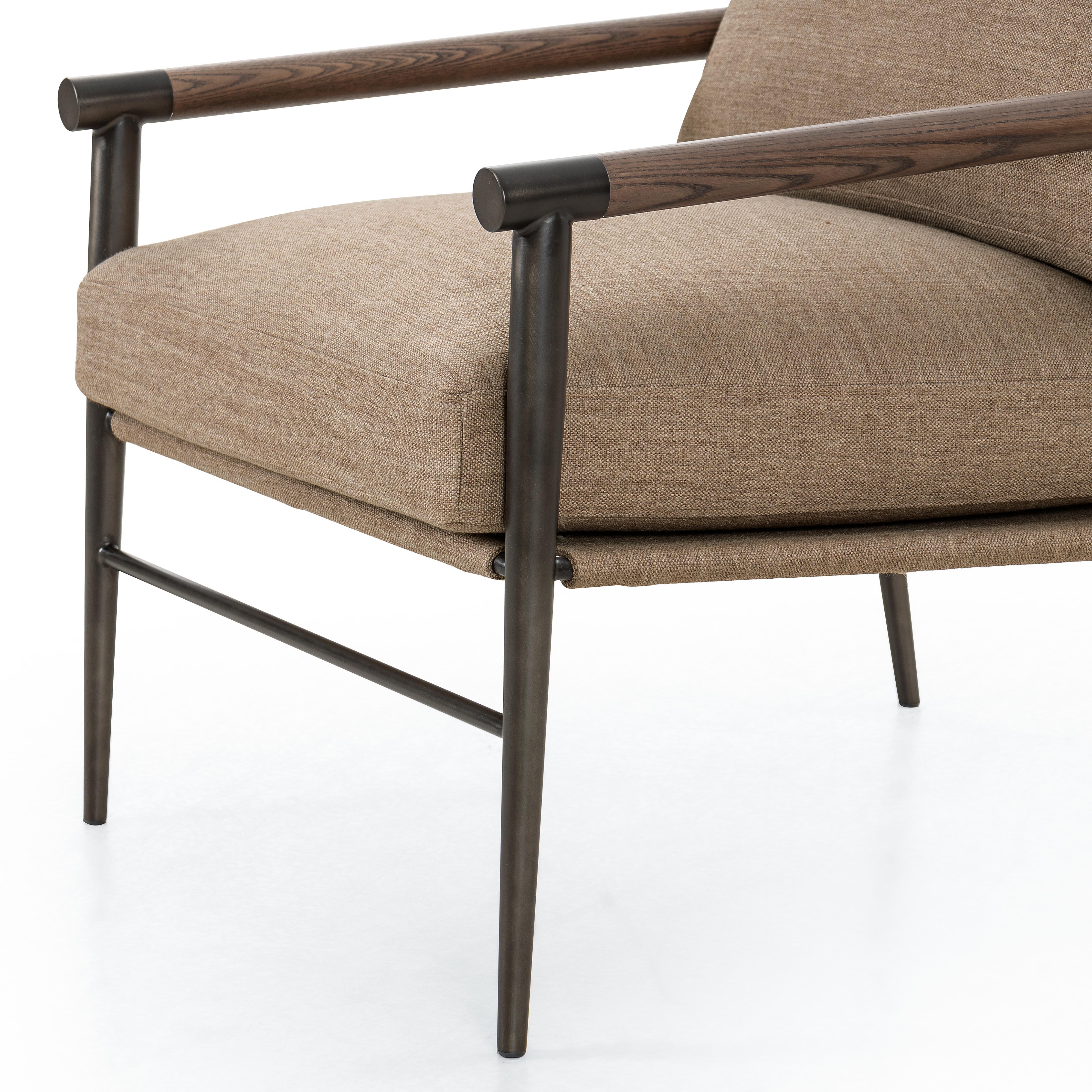 Featuring Rowen Chair - Alcala Fawn by Four Hands at Amethyst Home. Angular oak arms pair with tailored seating of high-performance fabric. Slim, carbon-finished steel legs add a dose of modern-industrial edge. Performance fabrics are specially created to withstand spills, stains, high traffic and wear, ensuring long-term comfort and unmatched durability.
Ov. Amethyst Home provides interior design, new home construction design consulting, vintage area rugs, and lighting in the Portland metro area.