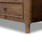 Like an heirloom tallboy with six drawers, this aged oak dresser has room for it all. Detailed with an overhang surface, carved edges top to bottom, angled legs and oval drawer pulls finished in dark gunmetal.Collection: Bolto Amethyst Home provides interior design, new home construction design consulting, vintage area rugs, and lighting in the Des Moines metro area.