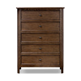 Like an heirloom tallboy with six drawers, this aged oak dresser has room for it all. Detailed with an overhang surface, carved edges top to bottom, angled legs and oval drawer pulls finished in dark gunmetal.Collection: Bolto Amethyst Home provides interior design, new home construction design consulting, vintage area rugs, and lighting in the Washington metro area.