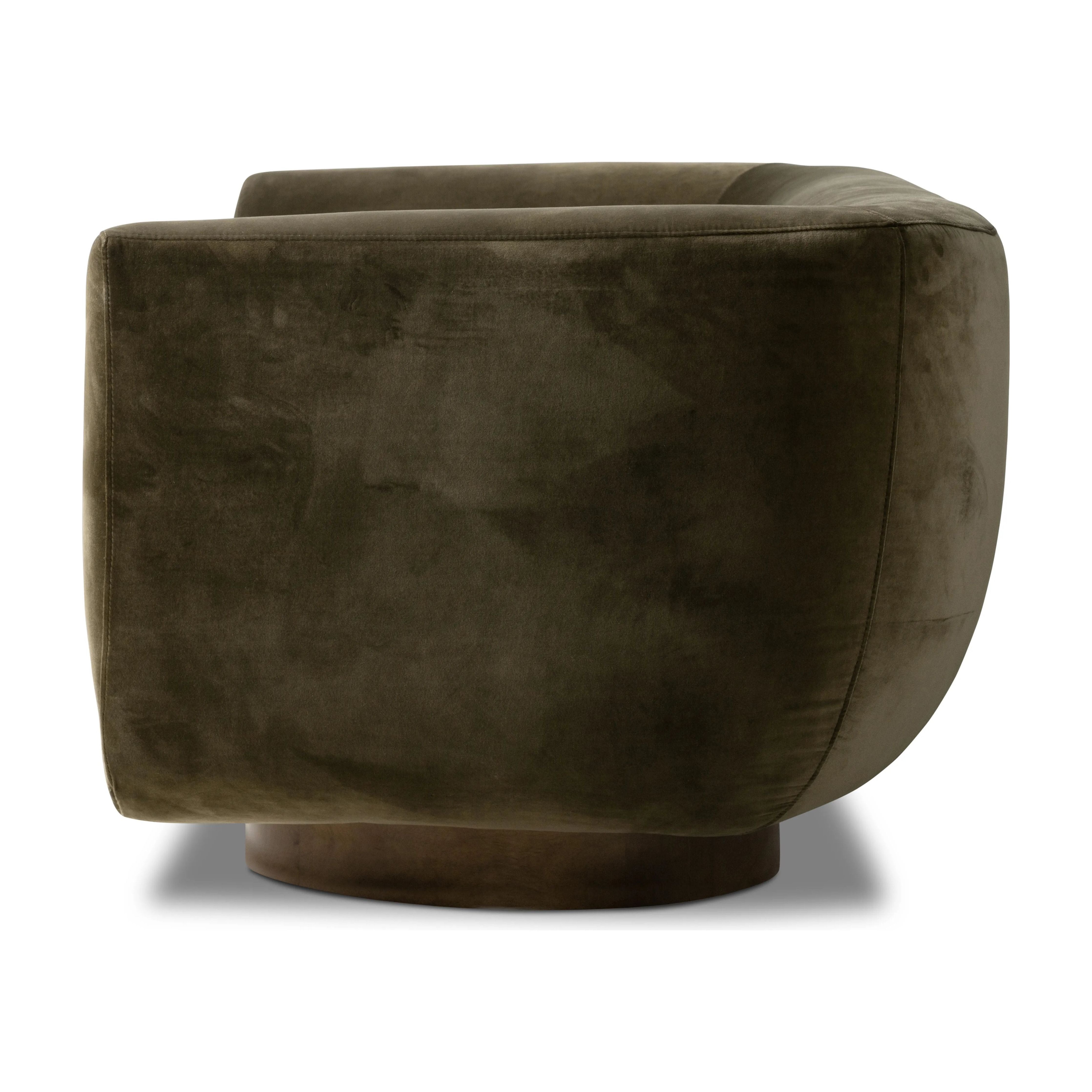 Featuring Sabine 87"-Surrey Olive Sofa by Four Hands at Amethyst Home. Get comfortable on this velvety cotton-blend sofa, complete with tight tailoring and rounded corners. Column-like parawood legs are finished in a weathered sepia hue.Overall Dimensions: 35.75"W x 87"L x 28"H
Collection: EastonColors: Surrey Olive ,Weathered SepiaMaterials: 76.8% Co, 23.2% . Amethyst Home provides interior design, new home construction design consulting, vintage area rugs, and lighting in the Houston metro area.