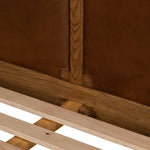 Solid ash framing and heirloom leather panel details craft this safari-inspired bed frame. Sourced from one of the oldest family-owned tanneries in Italyâ€™s Bassano del Grappa, our heirloom leather covering is salvaged and processed from upcycled hides featuring an abundance of natural markings, scars and color variations. Amethyst Home provides interior design, new home construction design consulting, vintage area rugs, and lighting in the Austin metro area.