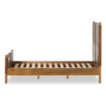 Solid ash framing and heirloom leather panel details craft this safari-inspired bed frame. Sourced from one of the oldest family-owned tanneries in Italyâ€™s Bassano del Grappa, our heirloom leather covering is salvaged and processed from upcycled hides featuring an abundance of natural markings, scars and color variations. Amethyst Home provides interior design, new home construction design consulting, vintage area rugs, and lighting in the Charlotte metro area.