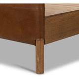 Solid ash framing and heirloom leather panel details craft this safari-inspired bed frame. Sourced from one of the oldest family-owned tanneries in Italyâ€™s Bassano del Grappa, our heirloom leather covering is salvaged and processed from upcycled hides featuring an abundance of natural markings, scars and color variations. Amethyst Home provides interior design, new home construction design consulting, vintage area rugs, and lighting in the Dallas metro area.