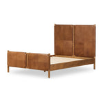 Solid ash framing and heirloom leather panel details craft this safari-inspired bed frame. Sourced from one of the oldest family-owned tanneries in Italyâ€™s Bassano del Grappa, our heirloom leather covering is salvaged and processed from upcycled hides featuring an abundance of natural markings, scars and color variations. Amethyst Home provides interior design, new home construction design consulting, vintage area rugs, and lighting in the Miami metro area.