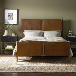 Solid ash framing and heirloom leather panel details craft this safari-inspired bed frame. Sourced from one of the oldest family-owned tanneries in Italyâ€™s Bassano del Grappa, our heirloom leather covering is salvaged and processed from upcycled hides featuring an abundance of natural markings, scars and color variations. Amethyst Home provides interior design, new home construction design consulting, vintage area rugs, and lighting in the Salt Lake City metro area.