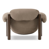 Featuring Samena Nubuck Sand Chair by Four Hands at Amethyst Home. A cozy spot for lounging and curling up with a good book. This statement-making chair features large overflowing cushioning that wraps around the arms and back. Designed with S spring construction and a solid oak frame. Upholstered in a smooth sueded leather with contrasting sling seating stra. Amethyst Home provides interior design, new home construction design consulting, vintage area rugs, and lighting in the Houston metro area.