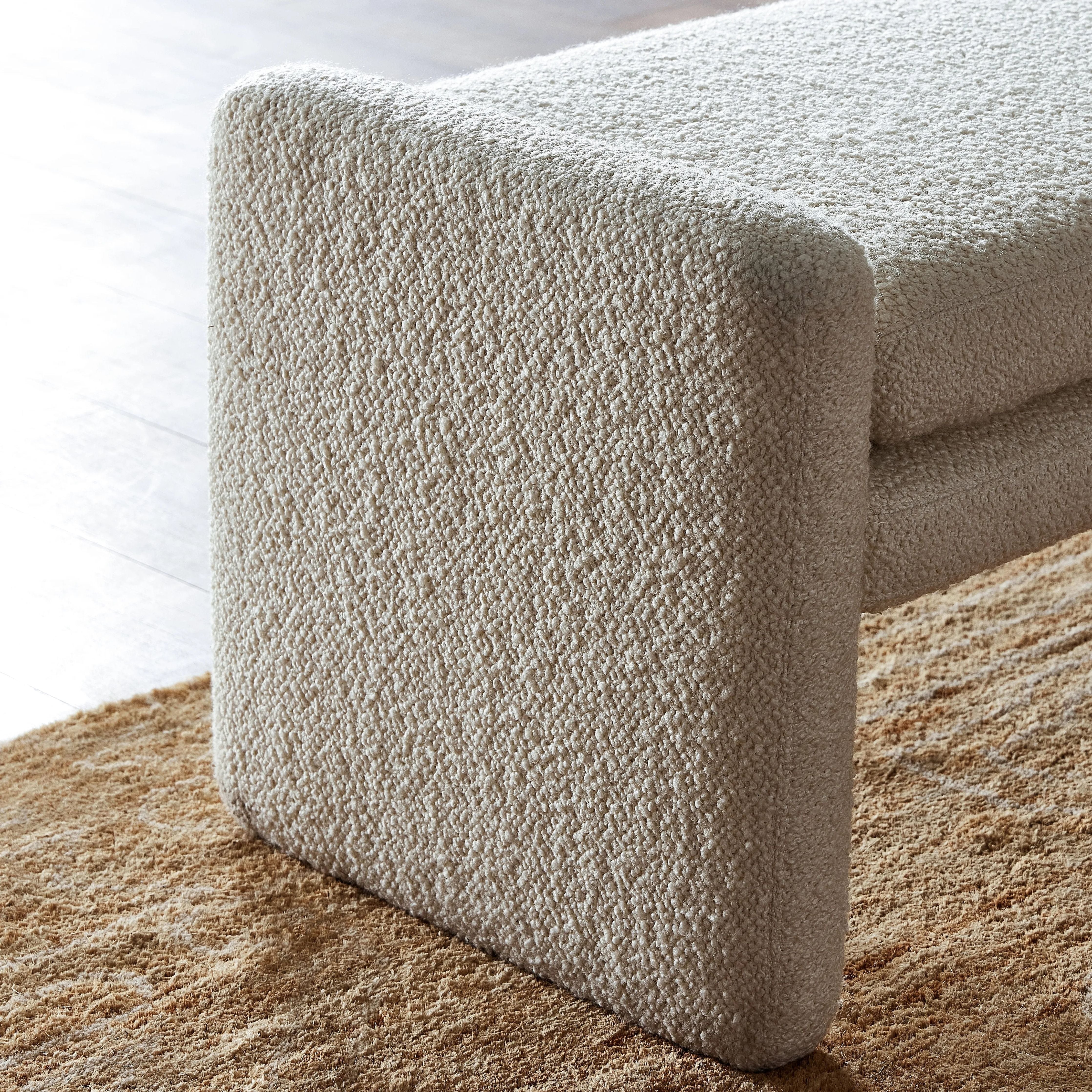Featuring Serena Durham Cream Accent Bench by Four Hands at Amethyst Home. Cream, boucle-like upholstery covers a long, sophisticated dining bench.Overall Dimensions: 18"W x 70"Lx 19"H
Collection: TownsendColors: Durham CreamMaterials: 61% Polyester, 39% W Weight: 48.5 lbs. Amethyst Home provides interior design, new home construction design consulting, vintage area rugs, and lighting in the Calabasas metro area.